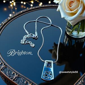BRIGHTON "Bloc Haus" Vintage Silver And Smoky Crystal Necklace STATEMENT MAKING!